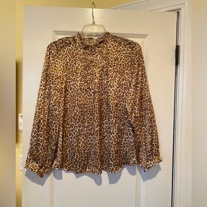 NWT J. Crew Ruffleneck Leopard Print Blouse